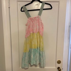 Pitusa Pastel Pink Yellow Teal Rainbow Tiered Mini Dress/Coverup